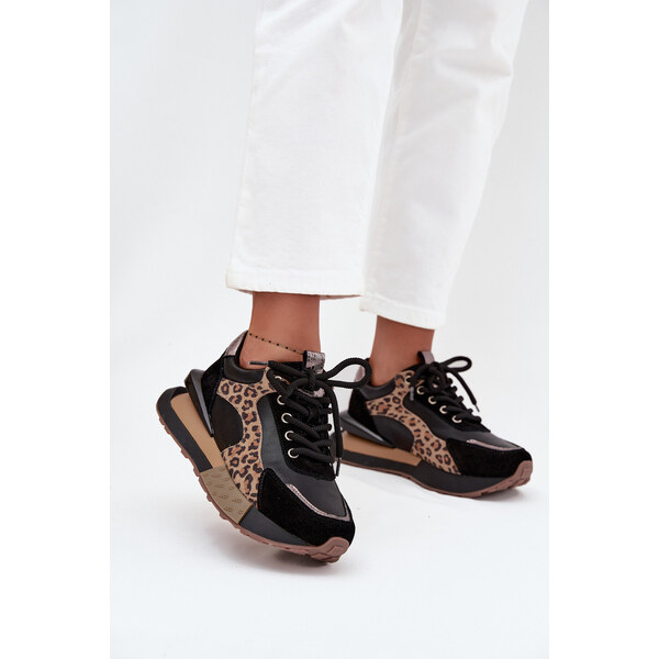Skórzane Sneakersy Damskie Na Platformie Panterka Artiker 55C0134 66664128