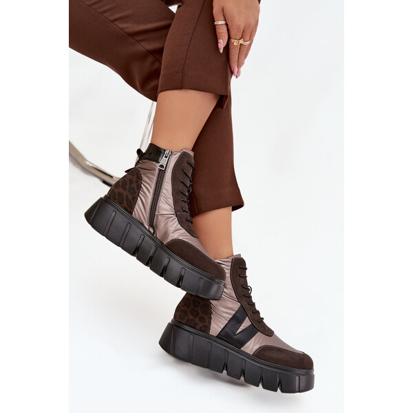 Kesi Dámske zateplené topánky na platforme Vinceza - hnedé 66667594