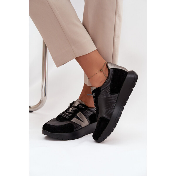 Sneakersy Damskie Na Platformie Vinceza 58561 Czarne 66664145