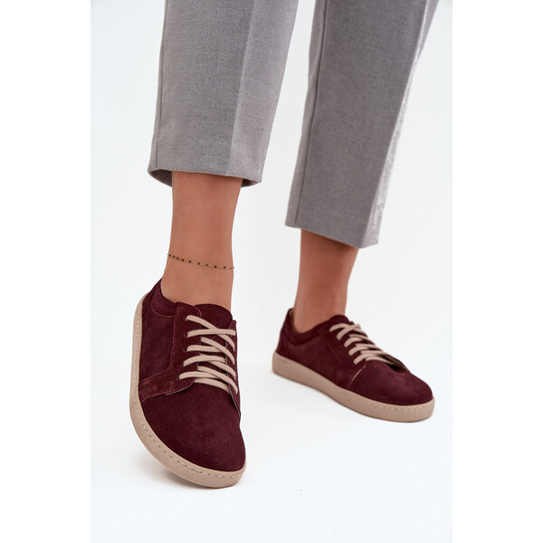 Trampki Typu Barefoot Z Naturalnego Zamszu Zazoo 314 Bordowe 66664157