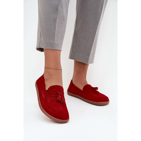 Skórzane Zamszowe Mokasyny Typu Barefoot Zazoo 322 Czerwone 66664152