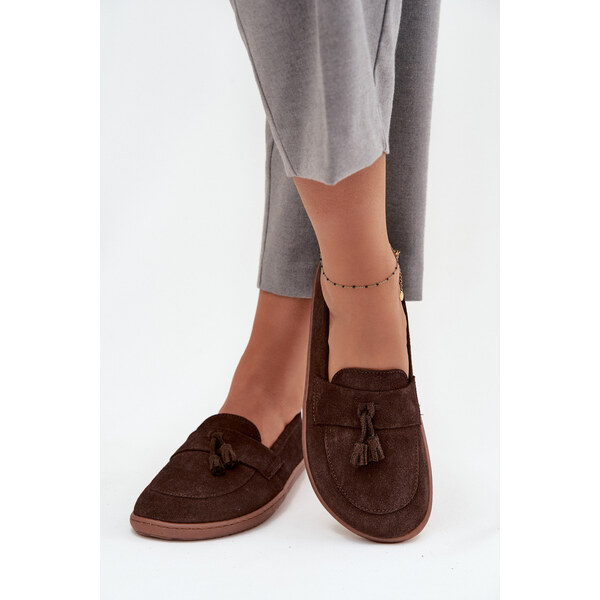 Skórzane Zamszowe Mokasyny Typu Barefoot Zazoo 322 Czekoladowe 66664155