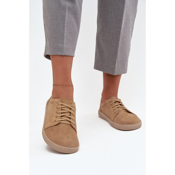 Trampki Typu Barefoot Z Naturalnego Zamszu Zazoo 314 Beżowe 66664158
