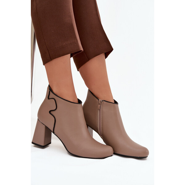 Kesi Dámske zateplené členkové topánky na stĺpiku - béžové Ivessara 66884780