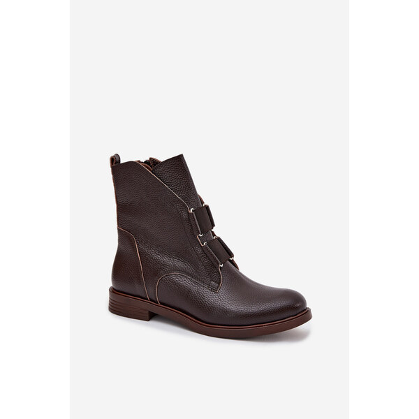 Kesi Dámske členkové topánky z prírodnej kože s plochým podpätkom 66666107