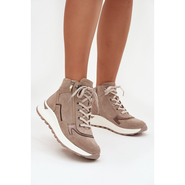 Botki Sportowe Damskie Na Platformie Z Naturalnego Zamszu Zazoo Z1239 66664215