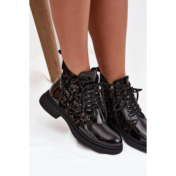 Kesi Lakované dámske topánky D&A - čierne, zateplené 66884163