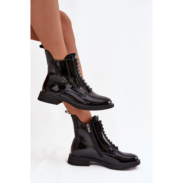 Kesi Dámske lakované čižmy D&A - čierne 66667576