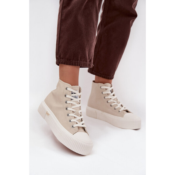 Trampki Damskie Na Platformie LEE 50253002.35E ISLA WOMEN MID Beżowe 66664361