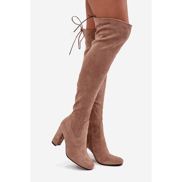 Kesi Dámske čižmy Xamarin na podpätku - béžové 66956238