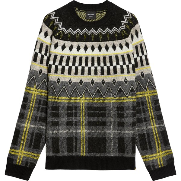 Lyle & Scott Sveter Fair Isle limetková / sivá / čierna / biela 66308311