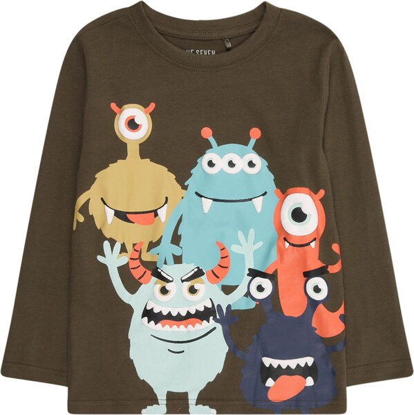 BLUE SEVEN Tričko tmavomodrá / kaki / oranžová / biela 66308724