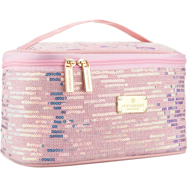 Peterson Ružová cestovná kozmetická taštička s flitrami 66306812