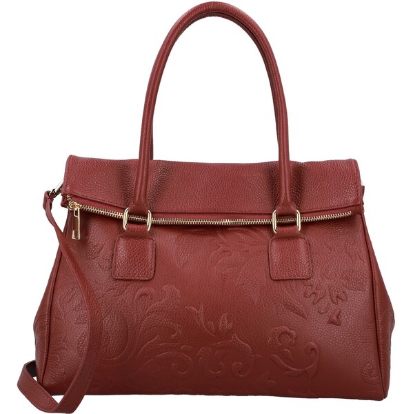 Dámska kožená kabelka do ruky tmavo červená - Delami Vera Pelle Arjana 66363499
