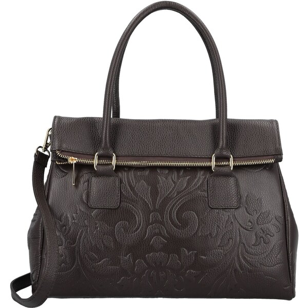 Dámska kožená kabelka do ruky tmavo hnedá - Delami Vera Pelle Arjana 66363501