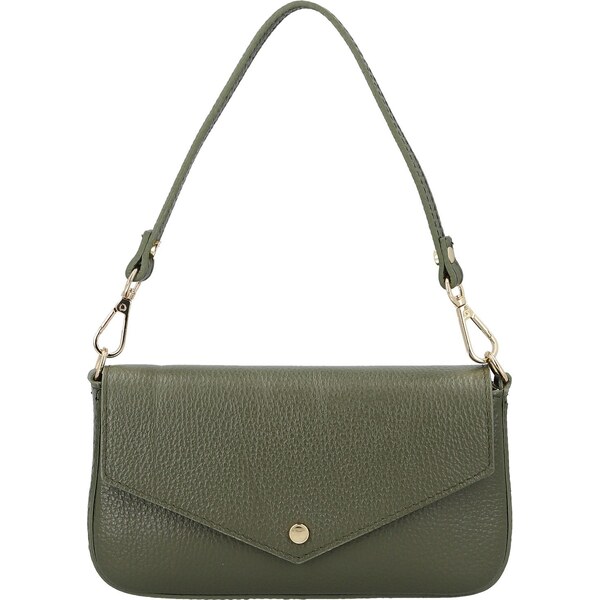 Dámska kožená kabelka na rameno tmavo zelená - Delami Vera Pelle 66363503