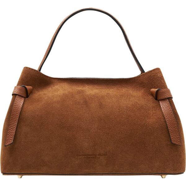 Glamorous by GLAM Kožená kabelka z broušené kůže do ruky hnědá 66320919