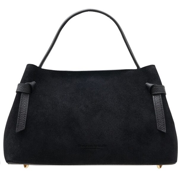 Glamorous by GLAM Kožená kabelka z broušené kůže do ruky černá 66320922