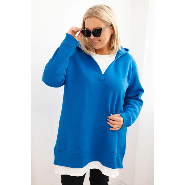 Kesi Dámska mikina zateplená Plus Size s kapucňou a výstrihom do V 66362614