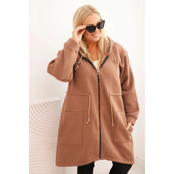 Kesi Dámska mikina zateplená Plus Size s kapucou a véčkovým výstrihom 66700471