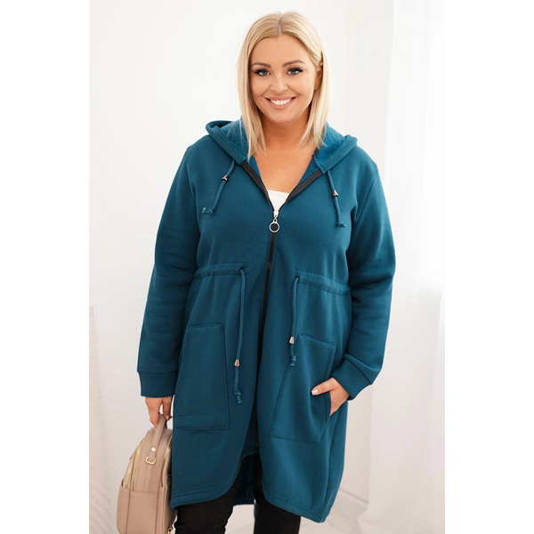 Kesi Dámska mikina zateplená Plus Size s kapucou a véčkovým výstrihom 66362615