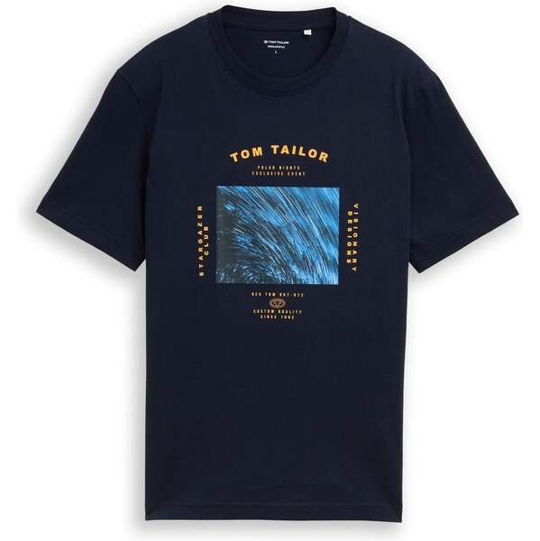 TOM TAILOR Tričko tmavomodrá / azúrová / tmavožltá / biela 66330368