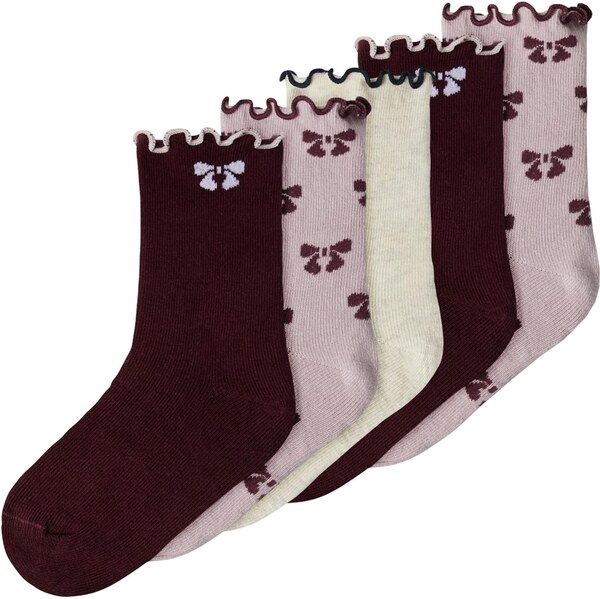 NAME IT Ponožky NMFSILKE orgovánová / burgundská / biela ako vlna 66330507