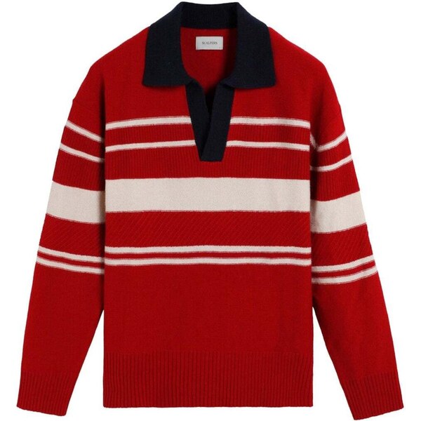 Scalpers Sveter Vintage béžová / námornícka modrá / červená 66330609