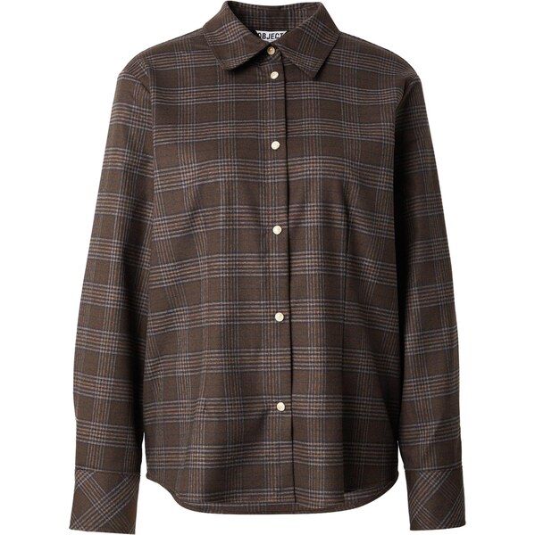 OBJECT Blúzka OBJDANNI tmavomodrá / čokoládová / biela 66331140