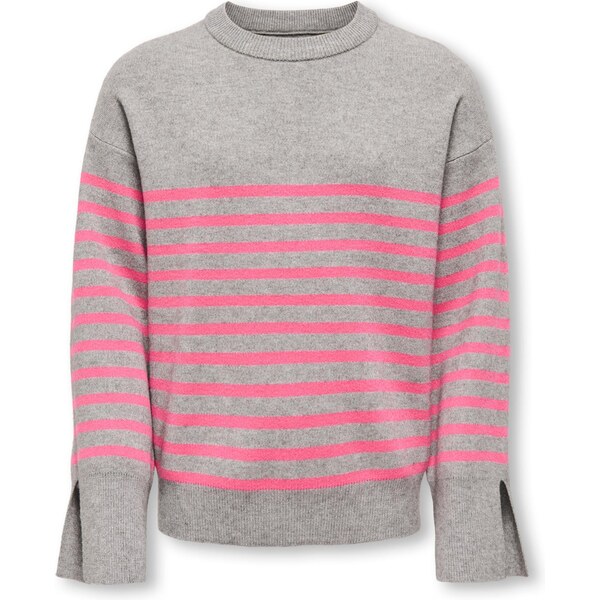 ONLY GIRLS Sveter KOGBILLA sivá melírovaná / fuksia 66331205