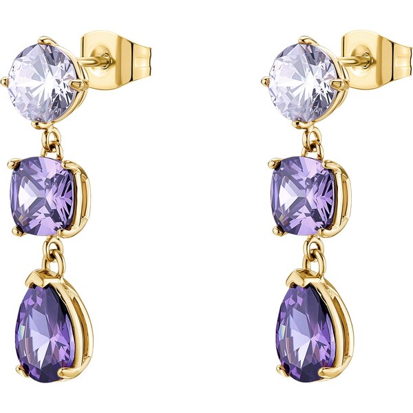 Brosway Trblietavé visiace náušnice s fialovými zirkónmi Dreaming 66589361