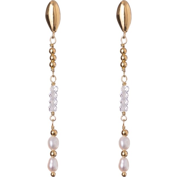 Alisia Dlhé pozlátené náušnice s pravými perlami a zirkónmi AL4814.01 66582813