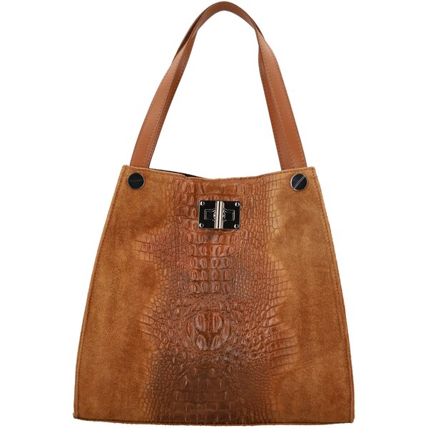 Dámska kožená kabelka na rameno koňaková - Delami Vera Pelle Jasmin 66363512