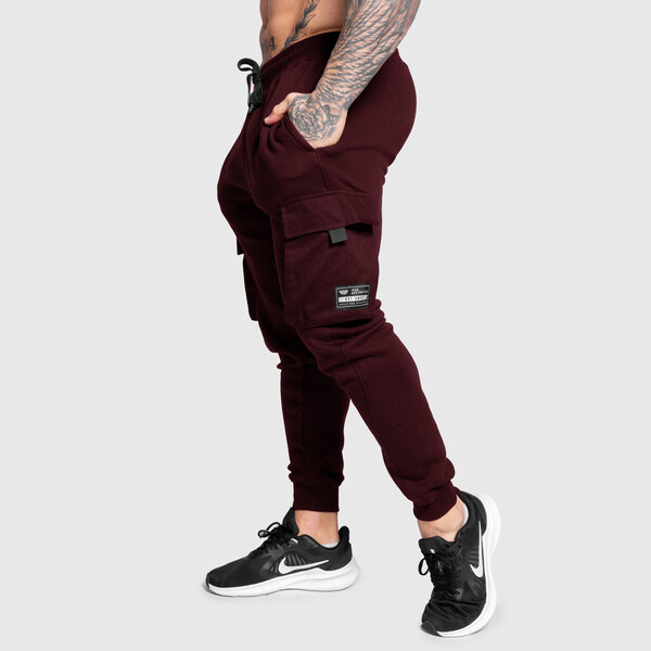 Pánske tepláky Iron Aesthetics Cargo Joggers, bordové 66335418