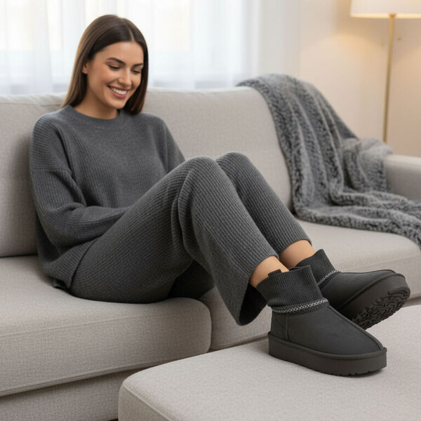 JOHN-C Dámske tmavosivé členkové topánky na platforme CAMILA 66335240