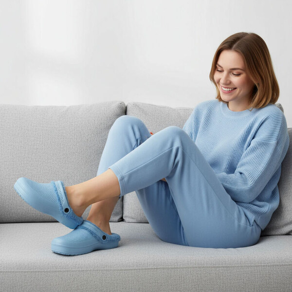 JOHN-C Uni modré gumené šľapky s kožušinkou EBANI 66335247