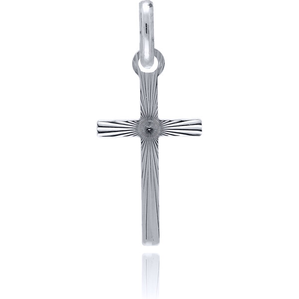 OLIVIE Prívesok z bieleho zlata KRÍŽ Au 585/1000 66795554