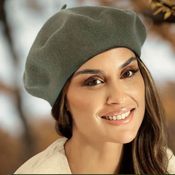 TONAK Kaki baret FLORA 100% vlna WOOLMARK W-baret/671 (M) 66335487