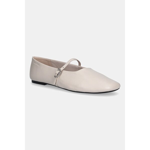 Kožené balerínky Calvin Klein OBLIQUE BALLERINA MJ LTH HDW 66337099