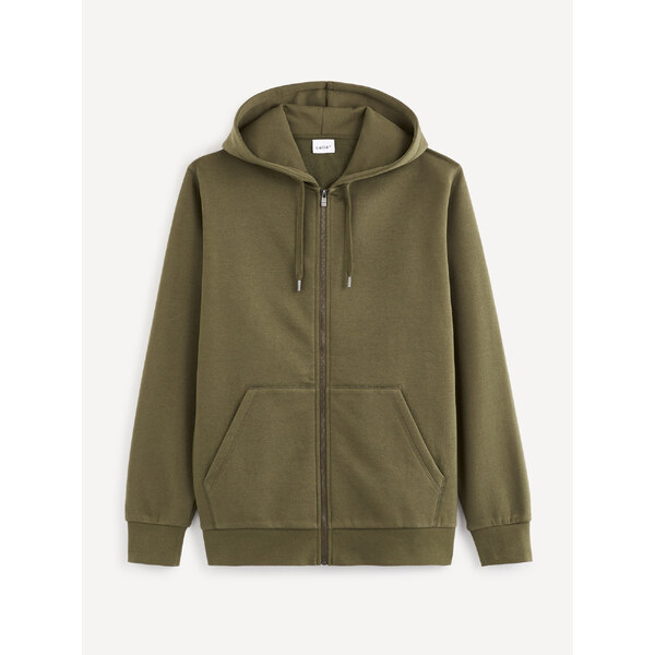 Kaki pánska mikina s kapucňou Celio 50503099