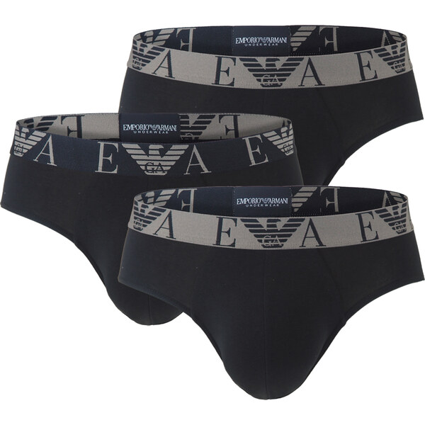 EMPORIO ARMANI - slipy 3PACK stretch cotton fashion nero & nero colore 66340394