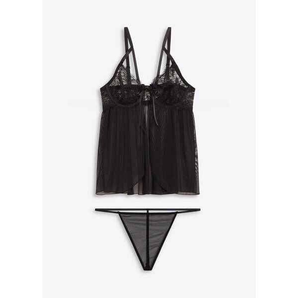 bonprix Babydoll a nohavičky (2-dielna sada), farba čierna 66341192