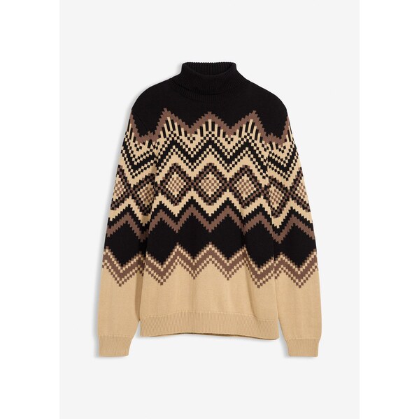 bonprix Rolák so vzorom Ikat, z mäkkého bavlneného mixu, farba hnedá 66341239