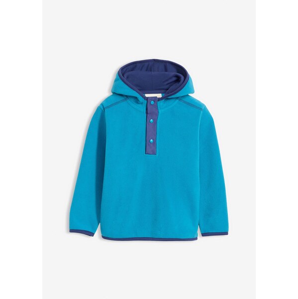 bonprix Flísový pulóver s kapucňou, farba modrá 66675268