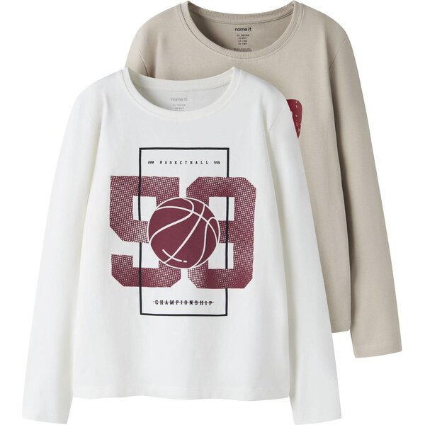 NAME IT Tričko NKMVux brokátová / vínovo červená / čierna / biela 66146709