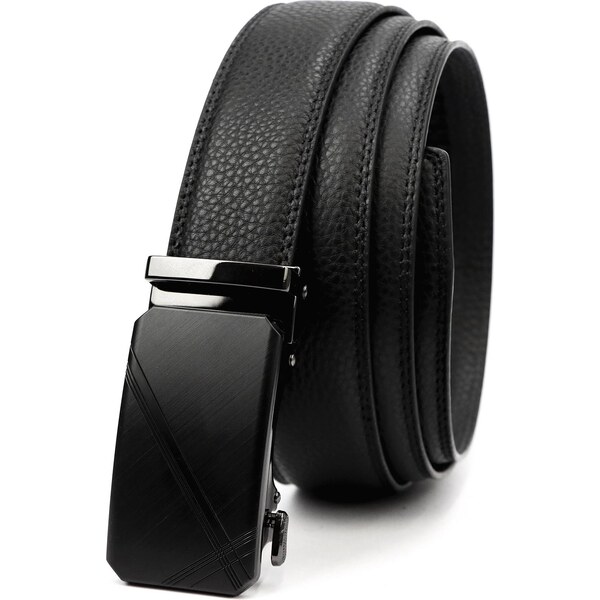 Nordee Pánsky čierny kožený opasok s jemnou štruktúrou a automatickou 66344692