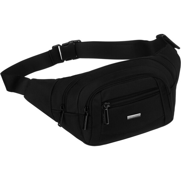 Peterson Čierna pánska crossbody taška/ľadvinka s viacerými vreckami 66344716