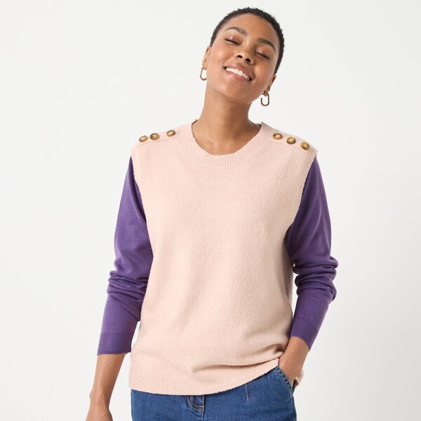 Vesta s gombíkmi na pleciach ružovosivá 052 Blancheporte 66346831