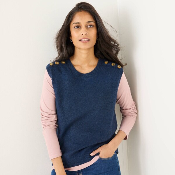 Vesta s gombíkmi na pleciach nám. modrá 052 Blancheporte 66346833