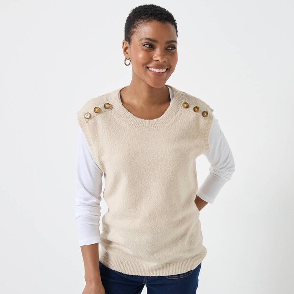 Vesta s gombíkmi na pleciach béžový melír 052 Blancheporte 66346832